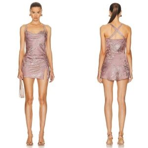 SIEDRES Elina Shimmering Jacquard Pink Mini Dress